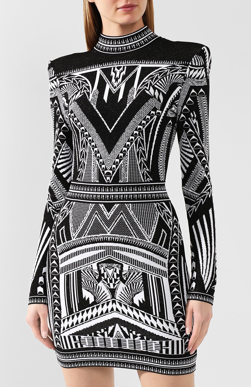 Платье BALMAIN черно-белого цвета по цене 226500 руб., арт. TF16233/K011, фото 3 Платье BALMAIN, арт. TF16233/K011, фото 3