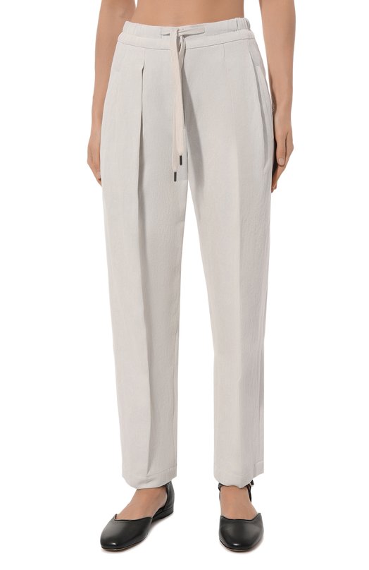 Брюки из хлопка и льна Brunello Cucinelli MH561B1311 Кремовый  MH561B1311 Фото 3