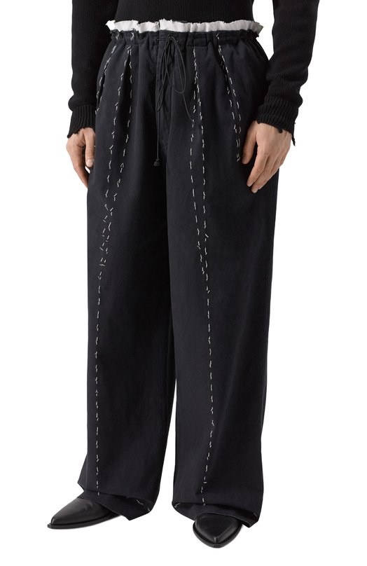 Брюки из хлопка и льна Maison Margiela S50KA0664/M35295 Чёрный  S50KA0664/M35295 Фото 3