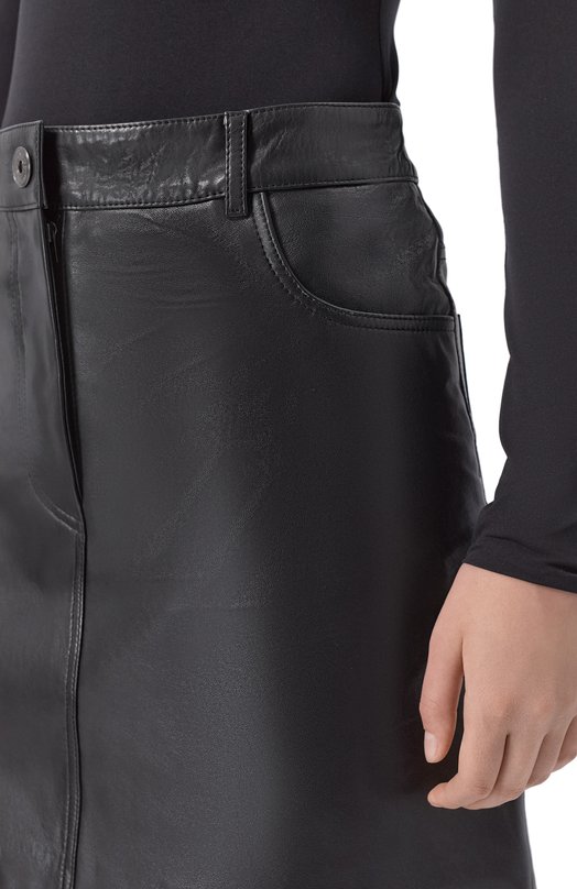 Кожаная юбка Weekend Max Mara HULL Чёрный  HULL Фото 5