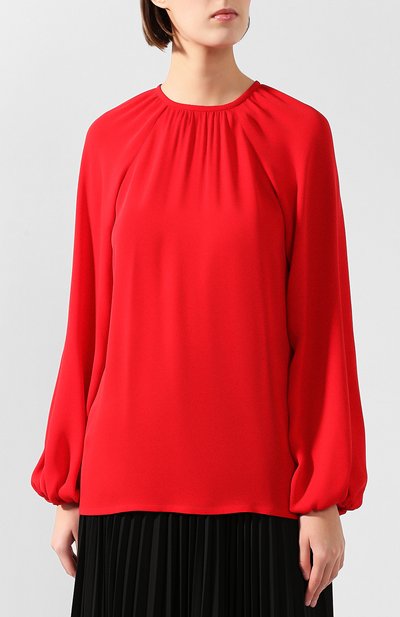 Шелковая блузка VALENTINO красного цвета по цене 119000 руб., арт. RB0AE3Q51MH, фото 3 Шелковая блузка VALENTINO, арт. RB0AE3Q51MH, фото 3