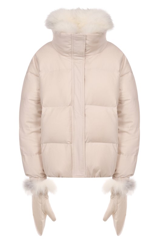 Пуховик с отделкой из песца Yves Salomon V09066/W02W Кремовый V09066/W02W