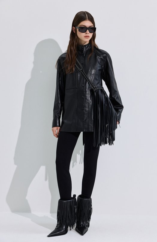 Кожаные ботильоны Avenue Fringe Balenciaga 855350/WBD00 Чёрный  855350/WBD00 Фото 7