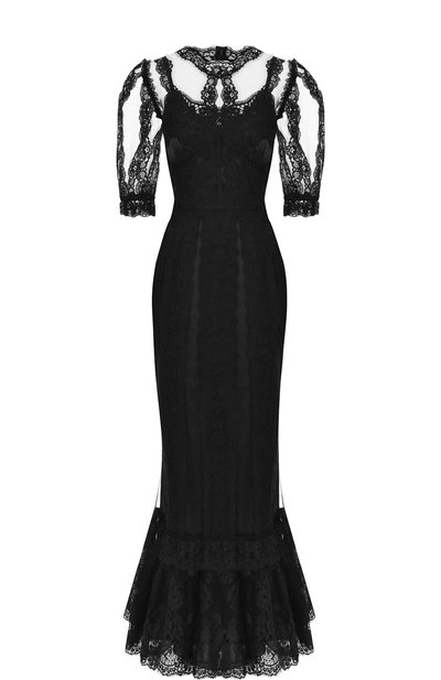 Женское приталенное платье-макси с кружевной отделкой DOLCE & GABBANA, арт. F68N6T/FLMFB