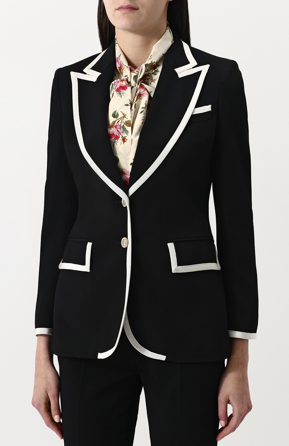 Приталенный жакет из вискозы с контра стной отделкой GUCCI, арт. 500010/ZKR01, фото 3