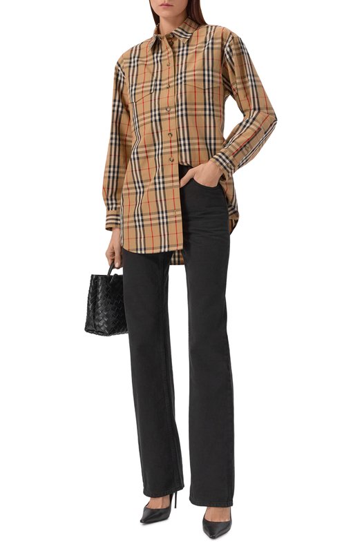 Хлопковая рубашка Burberry 8111851 Бежевый  8111851 Фото 2