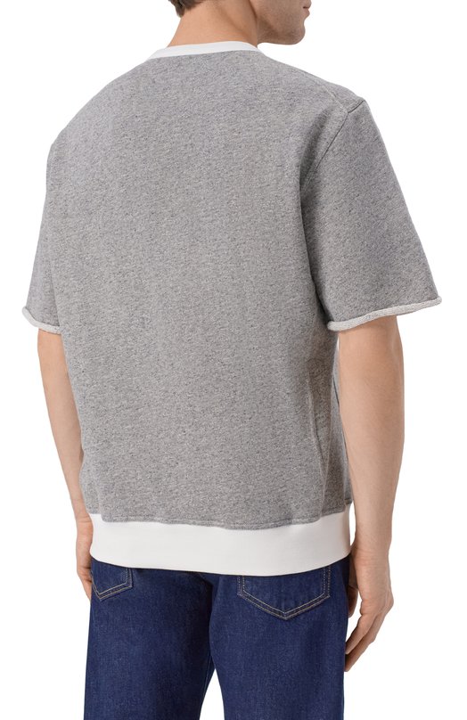 Футболка из хлопка и льна Brunello Cucinelli MR8313378G Серый  MR8313378G Фото 4