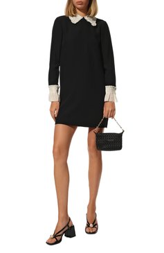 Женское платье MIU MIU черного цвета, арт. MF4036-1YCW-F0002 | Фото 2 (Длина Ж (юбки, платья, шорты): Мини; Материал внешний: Синтетический материал; Рукава: Длинные; Женское Кросс-КТ: Платье-одежда; Случай: Повседневный; Стили: Классический; Материал сплава: Проставлено; Драгоценные камни: Проставлено)