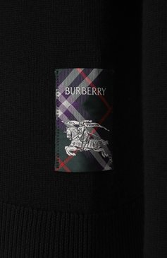 Мужской шерстяной кардиган BURBERRY черного цвета, арт. 8102671 | Фото 7 (Материал внешний: Шерсть; Драгоценные камни: Проставлено; Рукава: Длинные; Длина (для топов): Стандартные; Материал сплава: Проставлено; Стили: Кэжуэл; Мужское Кросс-КТ: Кардиган-одежда)