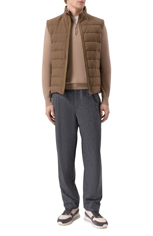 Шерстяные брюки Brunello Cucinelli M038PS2480 Серый  M038PS2480 Фото 2