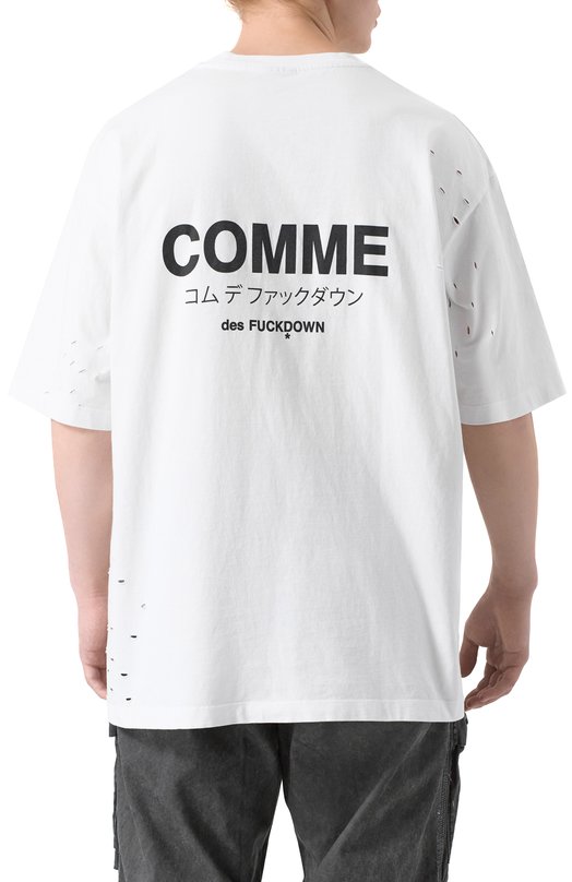 Хлопковая футболка Comme des Fuckdown CFABM01532 Белый  CFABM01532 Фото 4