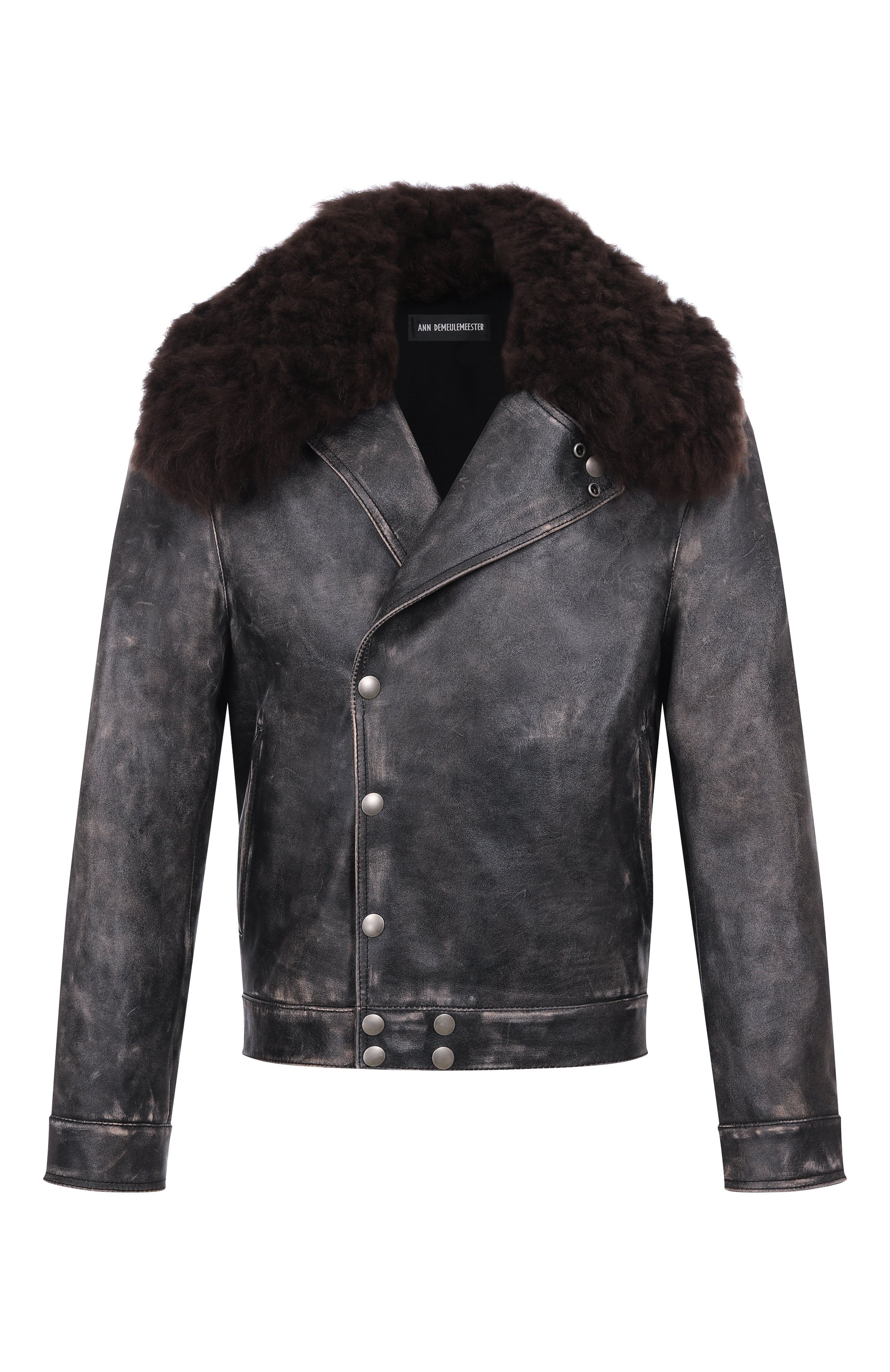 Кожаная куртка с воротником из овчины ANN DEMEULEMEESTER, арт. B0013398/LT169, фото 1