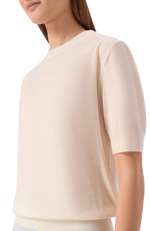 Шерстяной пуловер Jil Sander J02GC0146/J14832 Кремовый  J02GC0146/J14832 Фото 5