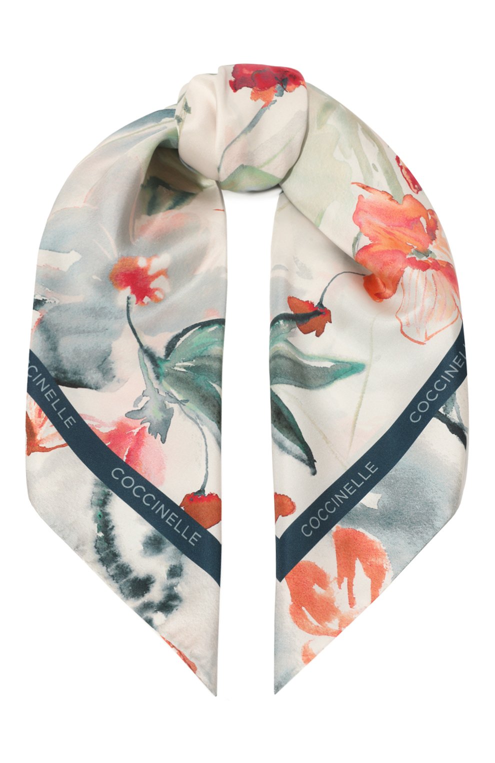 Шелковый платок COCCINELLE разноцветного цвета по цене 14500 руб., арт. E7QBZ380101, фото 1 Шелковый платок COCCINELLE, арт. E7QBZ380101, фото 1