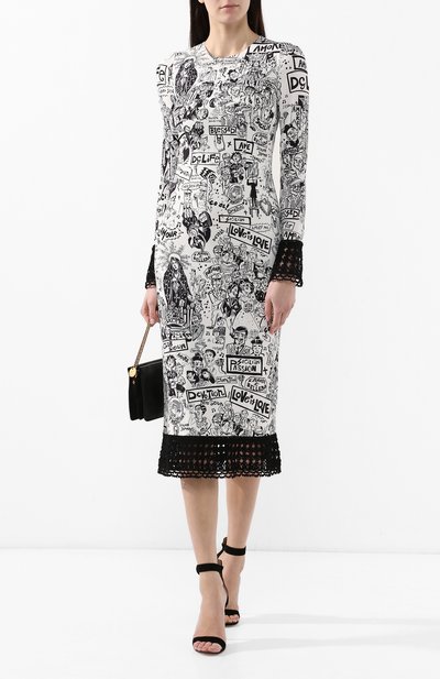Платье с принтом DOLCE & GABBANA белого цвета по цене 385500 руб., арт. F6D6KT/FS8B6, фото 2 Платье с принтом DOLCE & GABBANA, арт. F6D6KT/FS8B6, фото 2