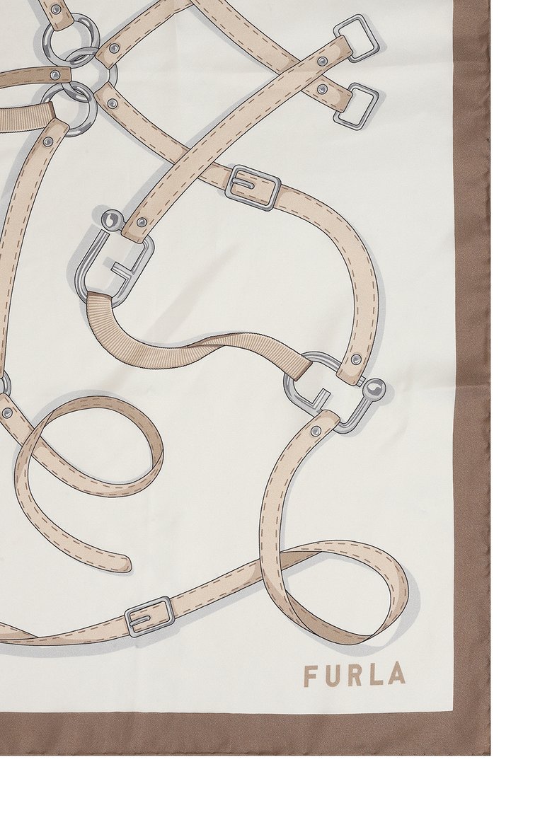 Женский шелковый платок FURLA кремвого цвета, арт. WT00021/BX3114 | Фото 4 (Нос: Не проставлено; Материал: Текстиль, Шелк; Материал сплава: Проставлено; Принт: С принтом)