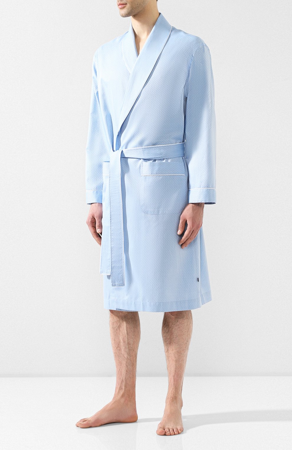 Хлопковый халат ZIMMERLI голубого цвета по цене 35050 руб., арт. 4734-75140, фото 3 Хлопковый халат ZIMMERLI, арт. 4734-75140, фото 3