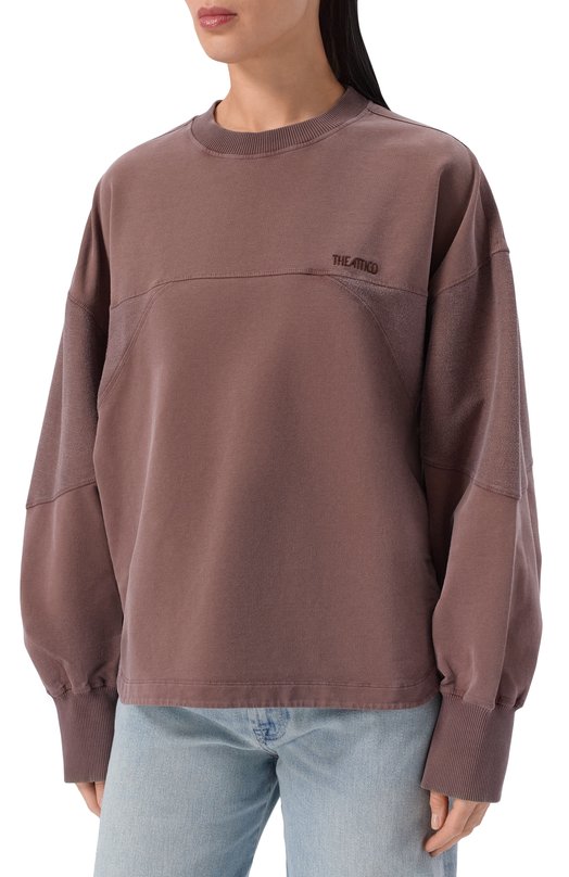 Хлопковый свитшот The Attico 260WCF00025/JJF006AA Коричневый  260WCF00025/JJF006AA Фото 3