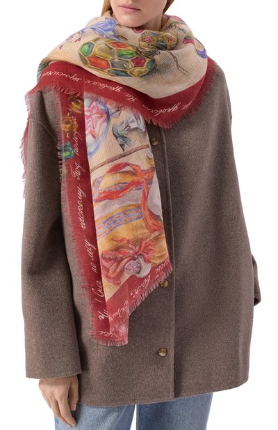 Шаль новогодние игрушки из кашемира и шерсти GOURJI, арт. 91245455/6251114, фото 2