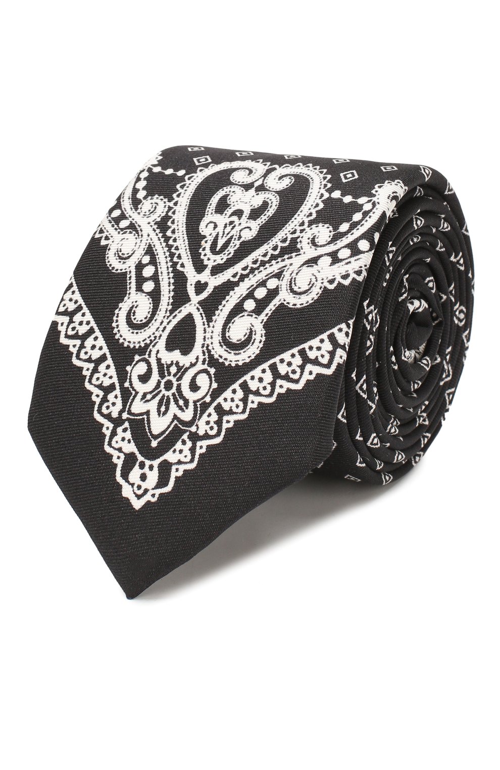 Шелковый галстук DOLCE & GABBANA черно-белого цвета по цене 23450 руб., арт. GT149E/G0TDJ, фото 1 Шелковый галстук DOLCE & GABBANA, арт. GT149E/G0TDJ, фото 1