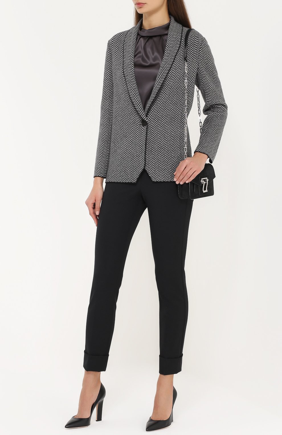 Шерстяной жакет прямого кроя с укороченным рукавом GIORGIO ARMANI, арт. 6XAG02/AM15Z, фото 2