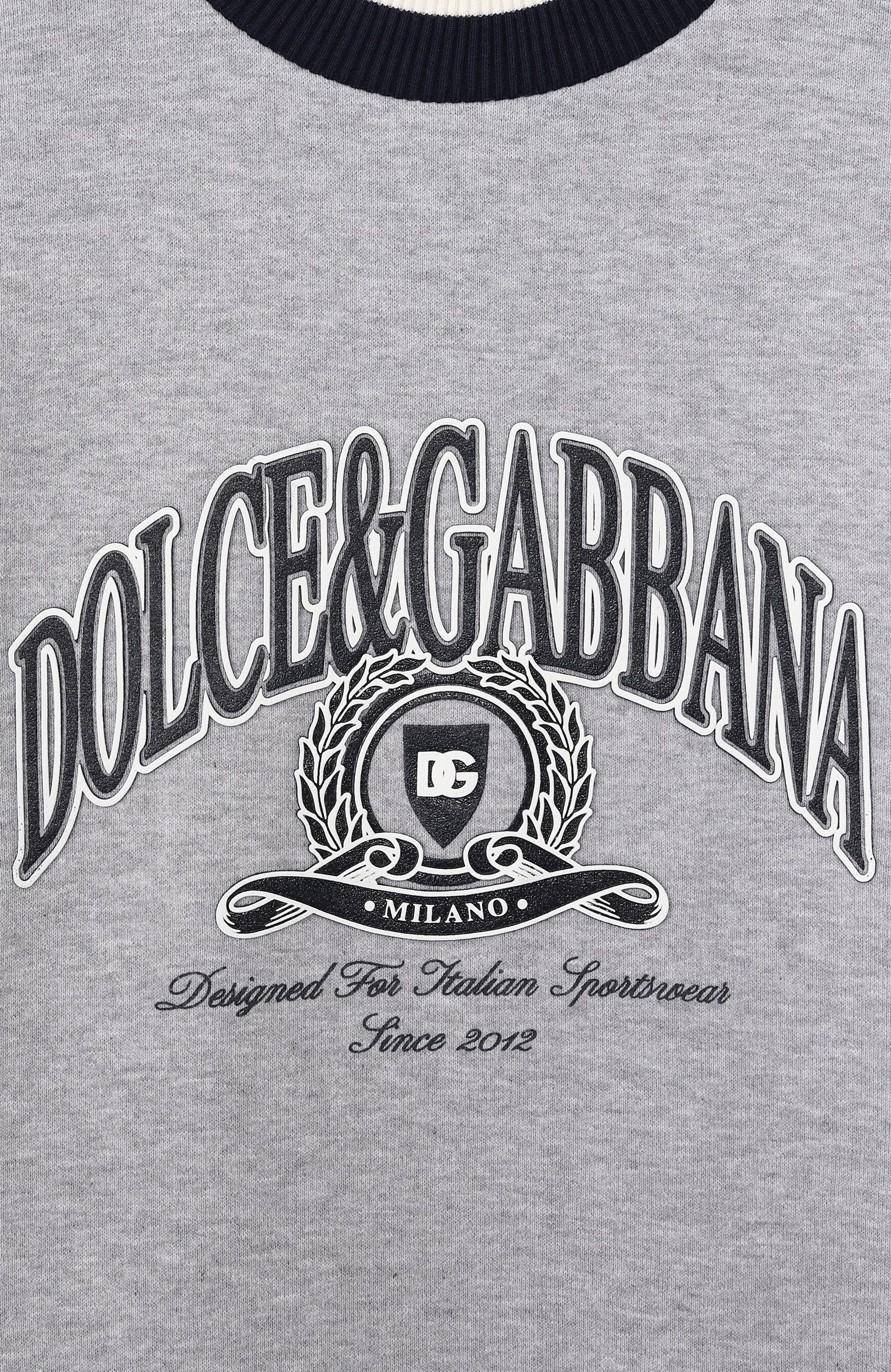 Хлопковый свитшот DOLCE & GABBANA светло-серого цвета по цене 59900 руб., арт. L4JWNU/G7P6H_001, фото 3 Хлопковый свитшот DOLCE & GABBANA, арт. L4JWNU/G7P6H_001, фото 3