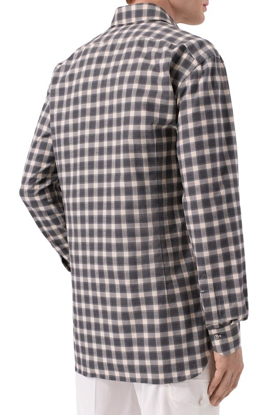 Хлопковая рубашка Kiton UCCH0943907 Серый  UCCH0943907 Фото 4