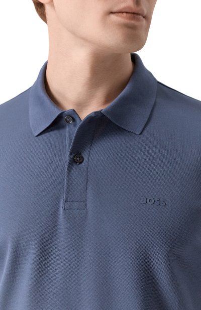 Хлопковое поло BOSS синего цвета по цене 19950 руб., арт. 50467113, фото 5 Хлопковое поло BOSS, арт. 50467113, фото 5