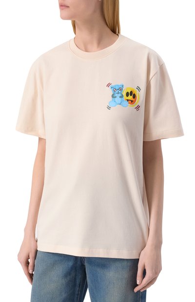 Хлопковая футболка BARROW кремового цвета по цене 11400 руб., арт. S5BWW0TH058, фото 3 Хлопковая футболка BARROW, арт. S5BWW0TH058, фото 3