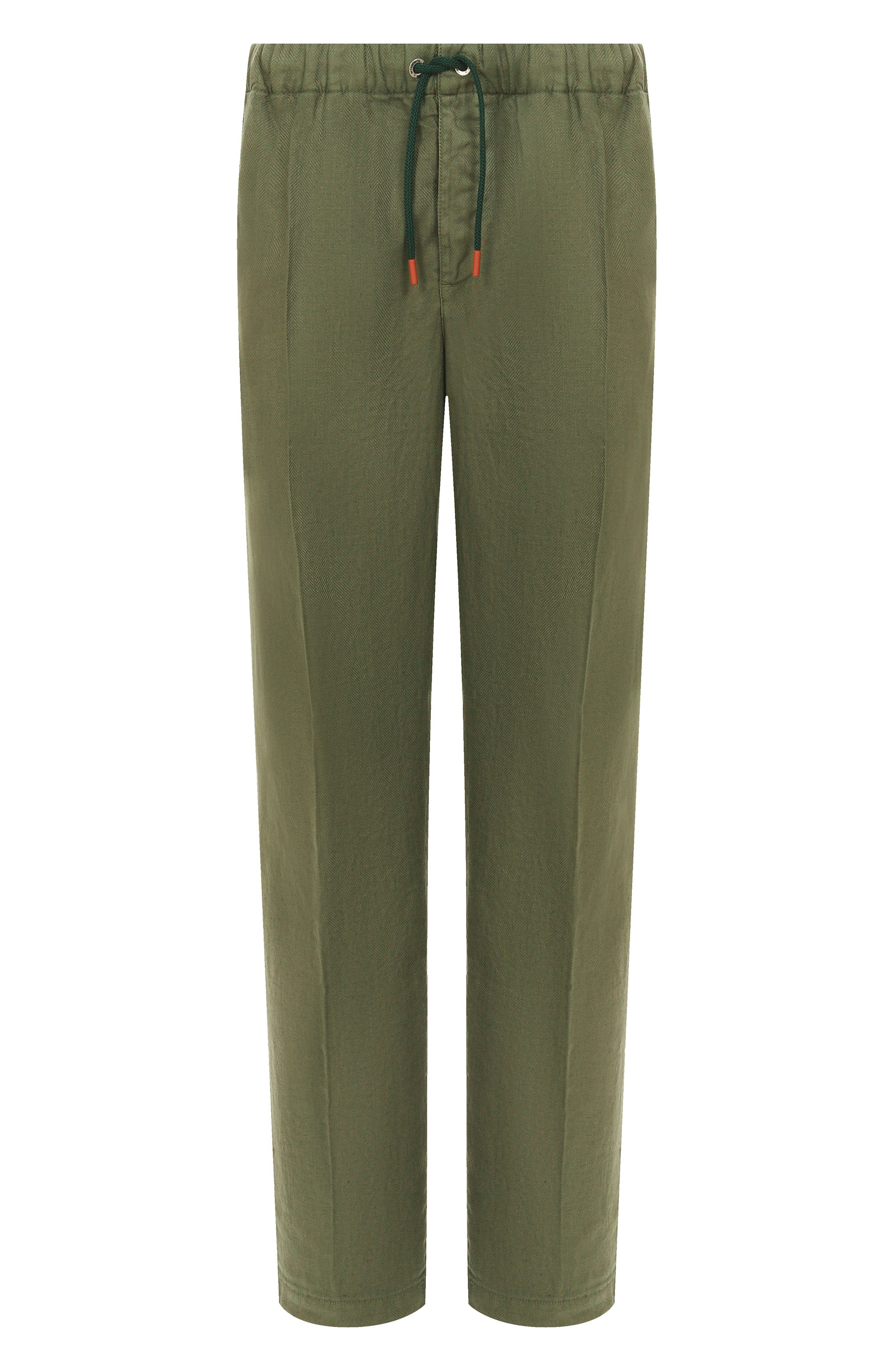 Брюки изо льна и хлопка KITON хаки цвета по цене 185000 руб., арт. UPR003LK0636F08, фото 1 Брюки изо льна и хлопка KITON, арт. UPR003LK0636F08, фото 1