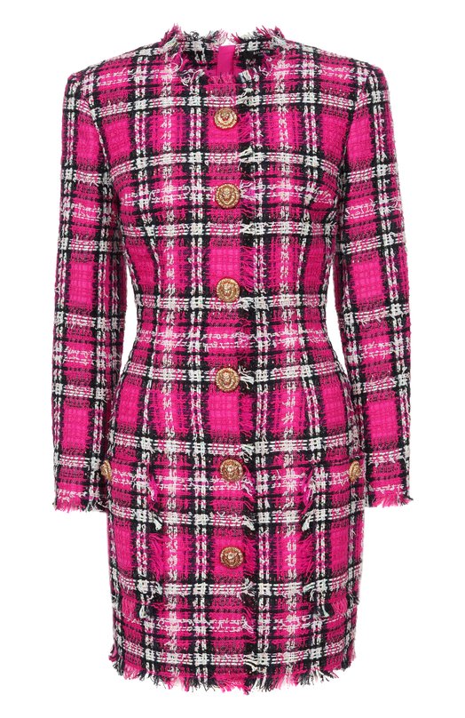 Твидовое платье Balmain GF1R9394/CG42 Розовый GF1R9394/CG42