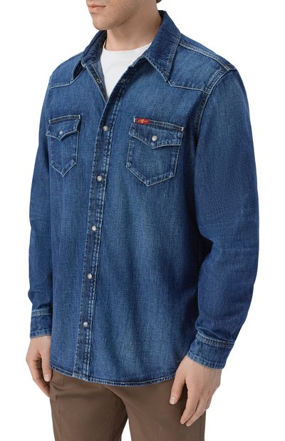 Джинсовая рубашка 7 FOR ALL MANKIND синего цвета по цене 29950 руб., арт. 7TCA0H08-3M7, фото 3 Джинсовая рубашка 7 FOR ALL MANKIND, арт. 7TCA0H08-3M7, фото 3