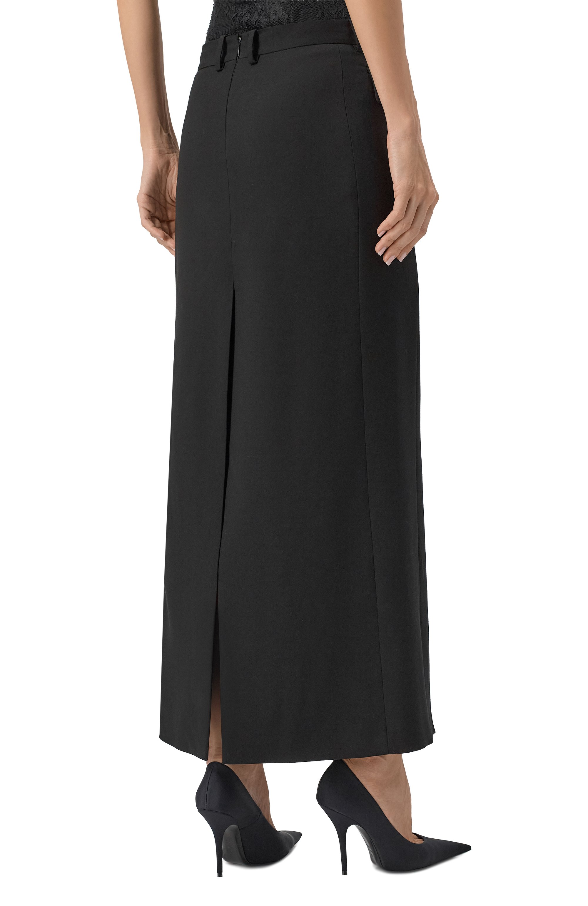 Юбка из вискозы и шерсти BALENCIAGA черного цвета по цене 189000 руб., арт. 838768/TRT01, фото 4 Юбка из вискозы и шерсти BALENCIAGA, арт. 838768/TRT01, фото 4