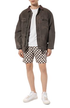 Мужские шорты из вискозы RHUDE разноцветного цвета, арт. RHPS24SH02071141 | Фото 2 (Материал внешний: Вискоза; Материал сплава: Проставлено; Драгоценные камни: Проставлено; Длина Шорты М: До колена; Принт: С принтом; Случай: Повседневный; Стили: Спорт-шик)