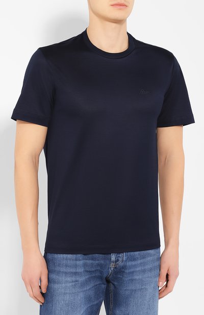 Хлопковая футболка BRIONI темно-синего цвета по цене 38800 руб., арт. UJCA0L/PZ600, фото 3 Хлопковая футболка BRIONI, арт. UJCA0L/PZ600, фото 3