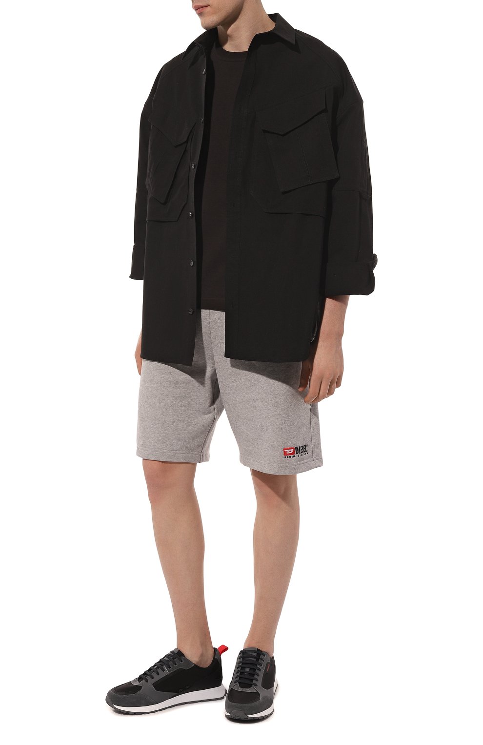 Хлопковые шорты DIESEL серого цвета по цене 11600 руб., арт. A03760/0GEAD, фото 2 Хлопковые шорты DIESEL, арт. A03760/0GEAD, фото 2