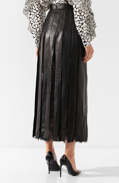 Кожаная юбка-миди с кружевными вставками ELIE SAAB, арт. 9936, фото 4