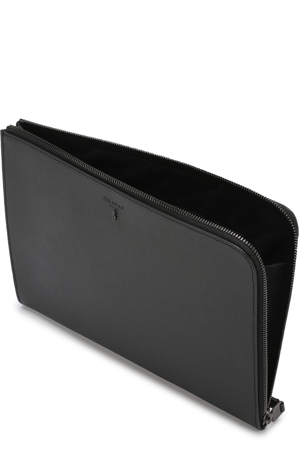 Кожаная папка для бумаг на молнии SERAPIAN черного цвета по цене 52100 руб., арт. SEV0EMLL6940M30A, фото 3 Кожаная папка для бумаг на молнии SERAPIAN, арт. SEV0EMLL6940M30A, фото 3