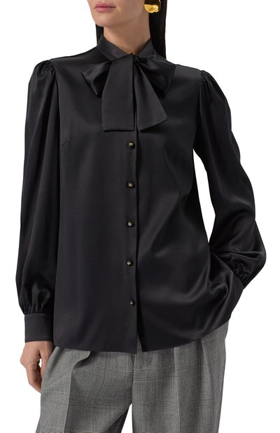 Атласная блузка DOLCE & GABBANA черного цвета по цене 222000 руб., арт. F5P98T/FURAG, фото 3 Атласная блузка DOLCE & GABBANA, арт. F5P98T/FURAG, фото 3
