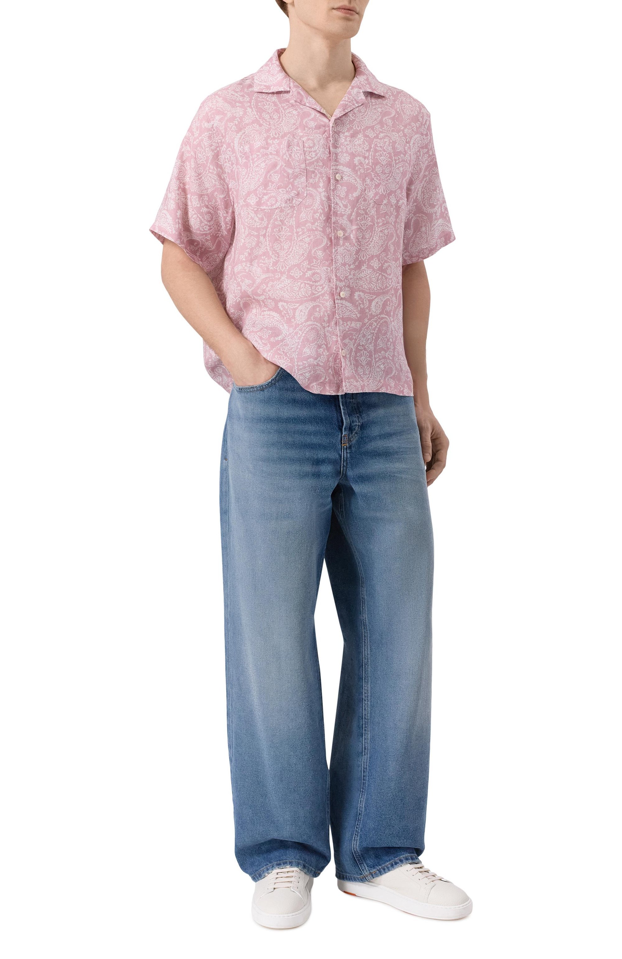 Льняная рубашка PAUL&SHARK светло-розового цвета по цене 53350 руб., арт. 26413177_001, фото 2 Льняная рубашка PAUL&SHARK, арт. 26413177_001, фото 2