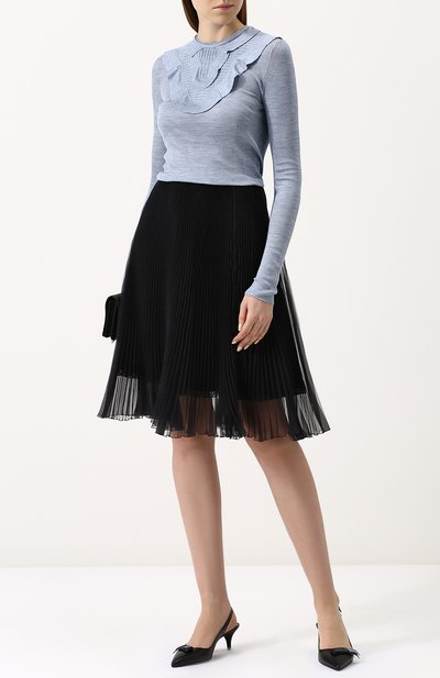 Однотонная плиссированная юбка-миди PRADA, арт. P147N-1QLQ-F0002, фото 2