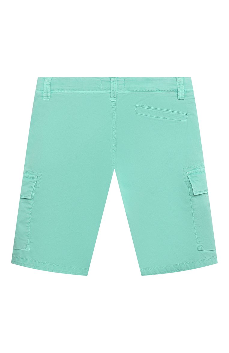 Детские хлопковые шорты-карго STONE ISLAND бирюзового цвета, арт. 8016L0210/6-8 | Фото 2 (Материал внешний: Хлопок; Нос: Не проставлено; Материал сплава: Проставлено; Случай: Повседневный; Ростовка одежда: 8 лет | 128 см, 6 лет | 116 см)