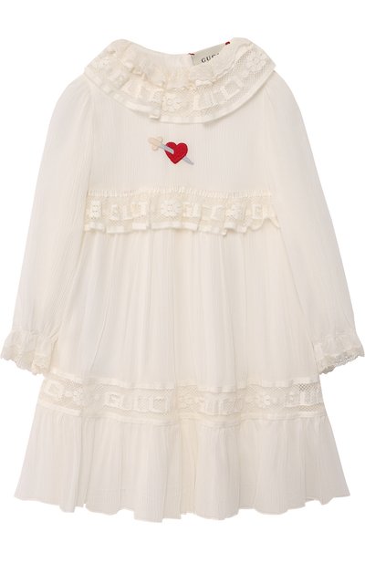 Шелковое платье с кружевной отделкой GUCCI, арт. 518955/ZBS46, фото 1