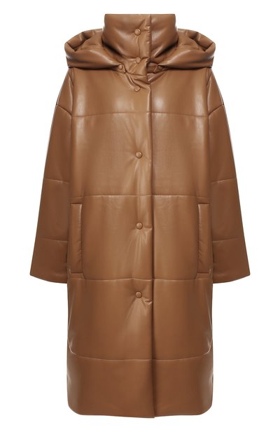 Женское пальто с капюшоном NANUSHKA, арт. ESKA_BR0WN_VEGAN LEATHER