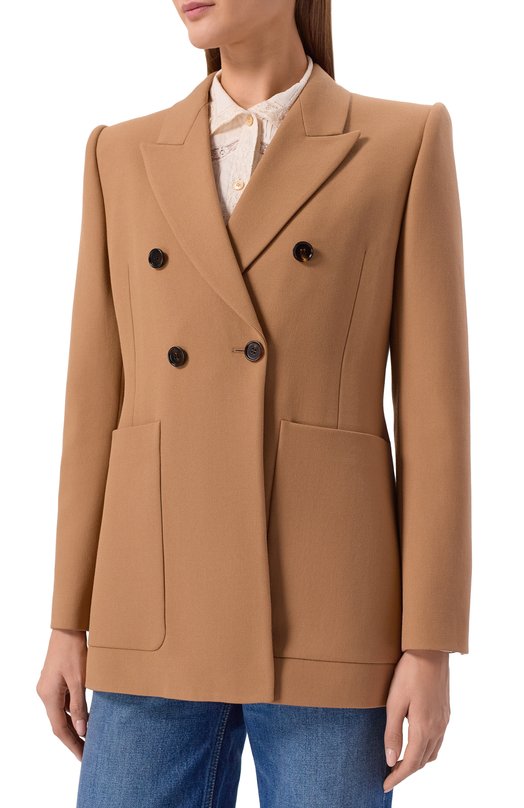 Шерстяной жакет Chloé CH26SVE74164 Бежевый  CH26SVE74164 Фото 3