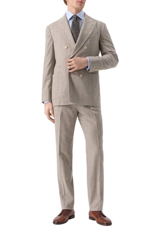 Шерстяной костюм Brunello Cucinelli MY453LDBH Бежевый  MY453LDBH Фото 2