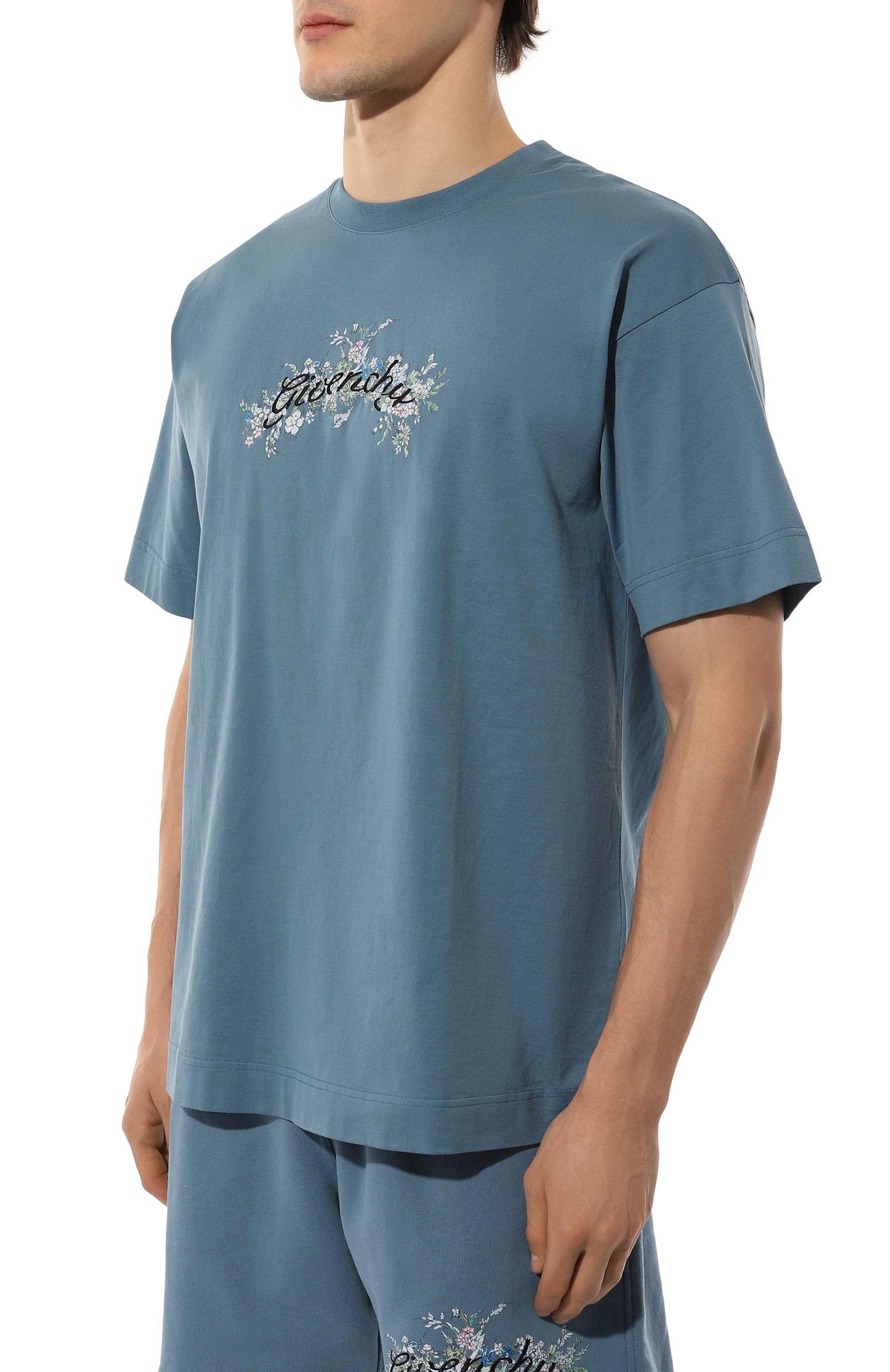 Хлопковая футболка GIVENCHY голубого цвета по цене 66100 руб., арт. BM71JA3YMU, фото 3 Хлопковая футболка GIVENCHY, арт. BM71JA3YMU, фото 3