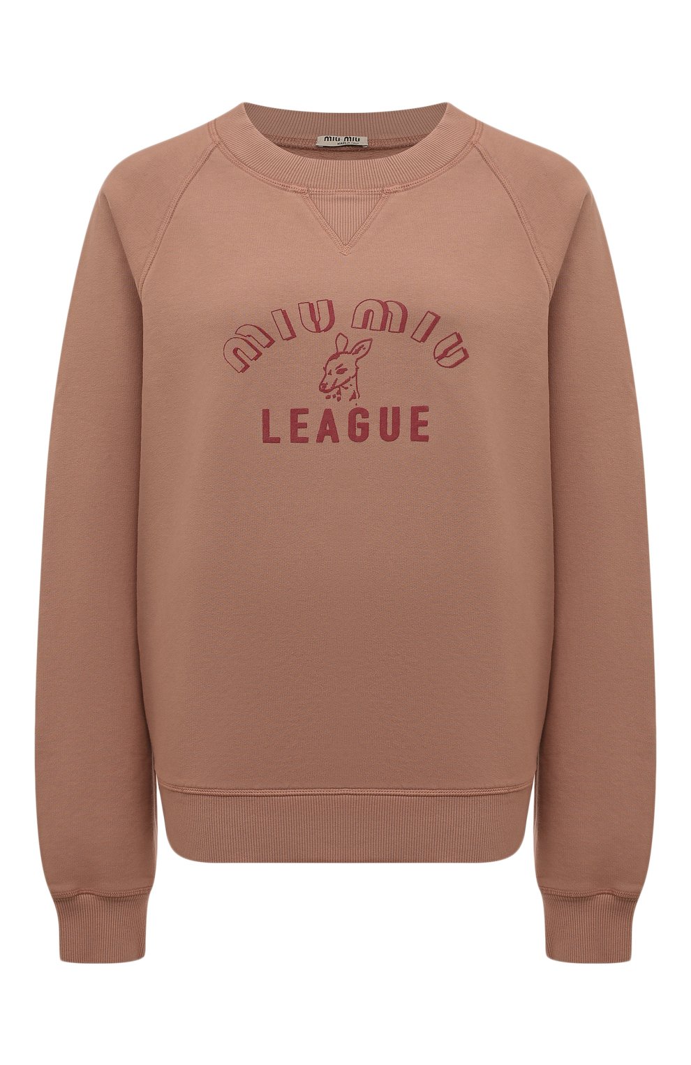 Хлопковый свитшот MIU MIU темно-бежевого цвета по цене 100000 руб., арт. MJL723-1IG3-F0028, фото 1 Хлопковый свитшот MIU MIU, арт. MJL723-1IG3-F0028, фото 1