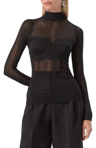 Шелковый топ DOLCE & GABBANA черного цвета по цене 209000 руб., арт. FXW44T/JBSLL, фото 3 Шелковый топ DOLCE & GABBANA, арт. FXW44T/JBSLL, фото 3