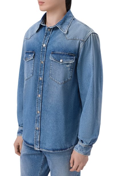 Джинсовая рубашка DOLCE & GABBANA синего цвета по цене 139500 руб., арт. G5MA1D/G80J2, фото 3 Джинсовая рубашка DOLCE & GABBANA, арт. G5MA1D/G80J2, фото 3